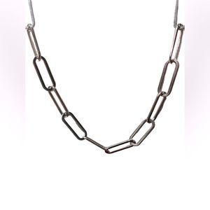 NWT Baublebar silver link paper clip necklace. 20” long; 7” drop from neck.